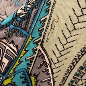 Roberto Cavalli top. Long sleeve. Deep V. Size EU 40. Light blue/black